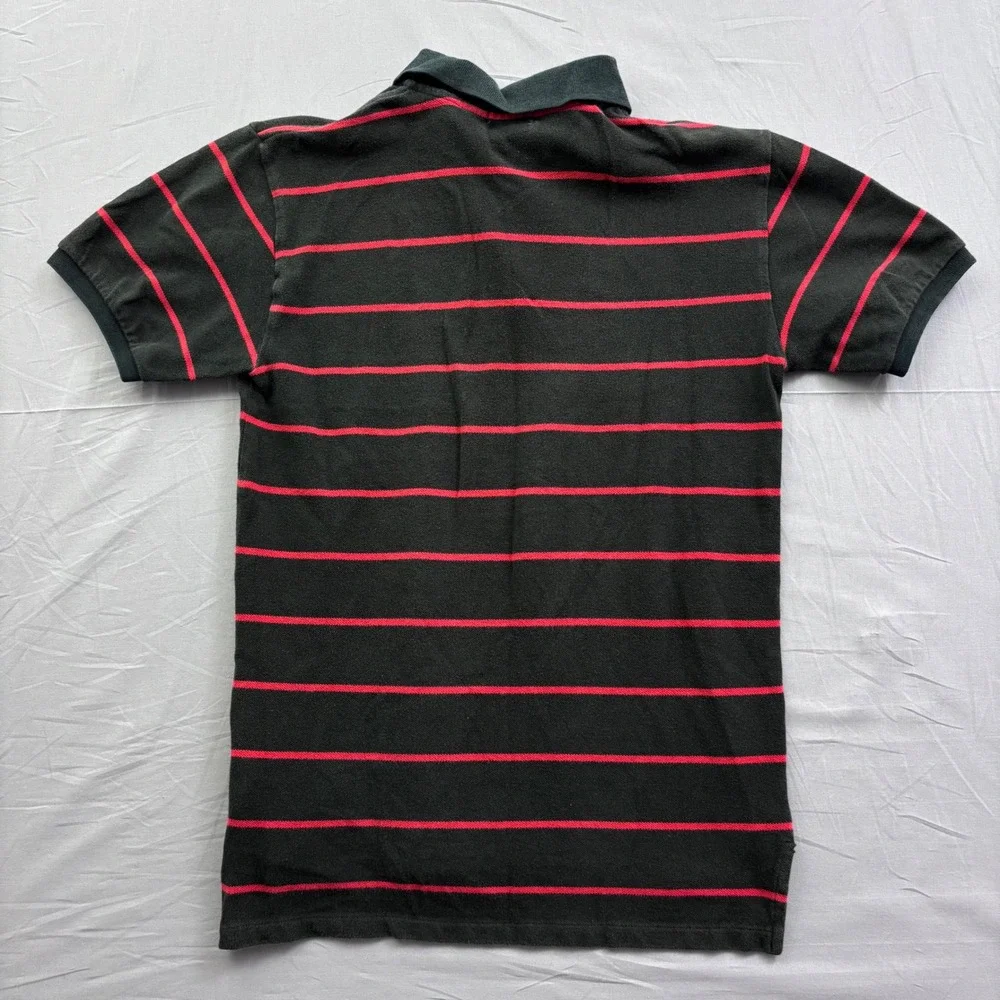 Polo Ralph Lauren Kids XL 18-20 Black Red Striped Cotton Pique Polo Shirt Preppy